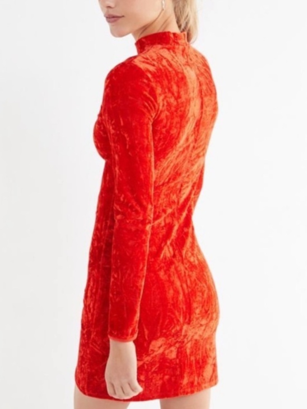 Urban Outfitters Red Crushed Velvet Long Sleeve Mini Dress size M Bold Coquette